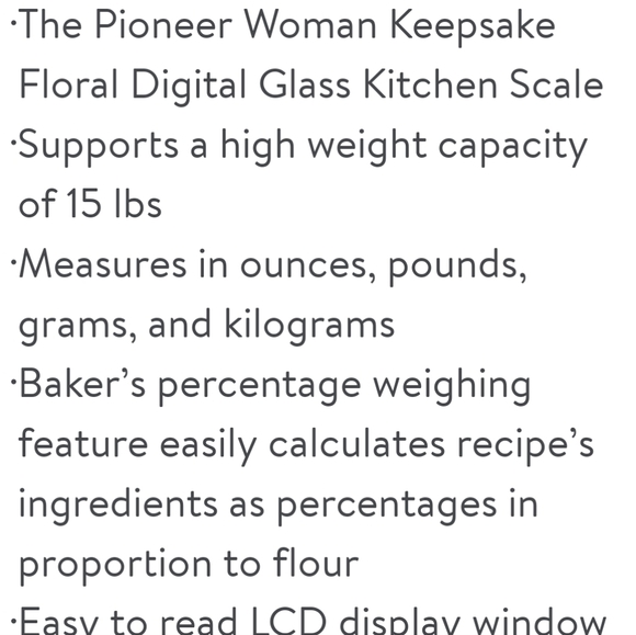 ❤️ New Pioneer Woman Keepsake Floral Bakery Digital Glass Scale - Picture 5 of 7
